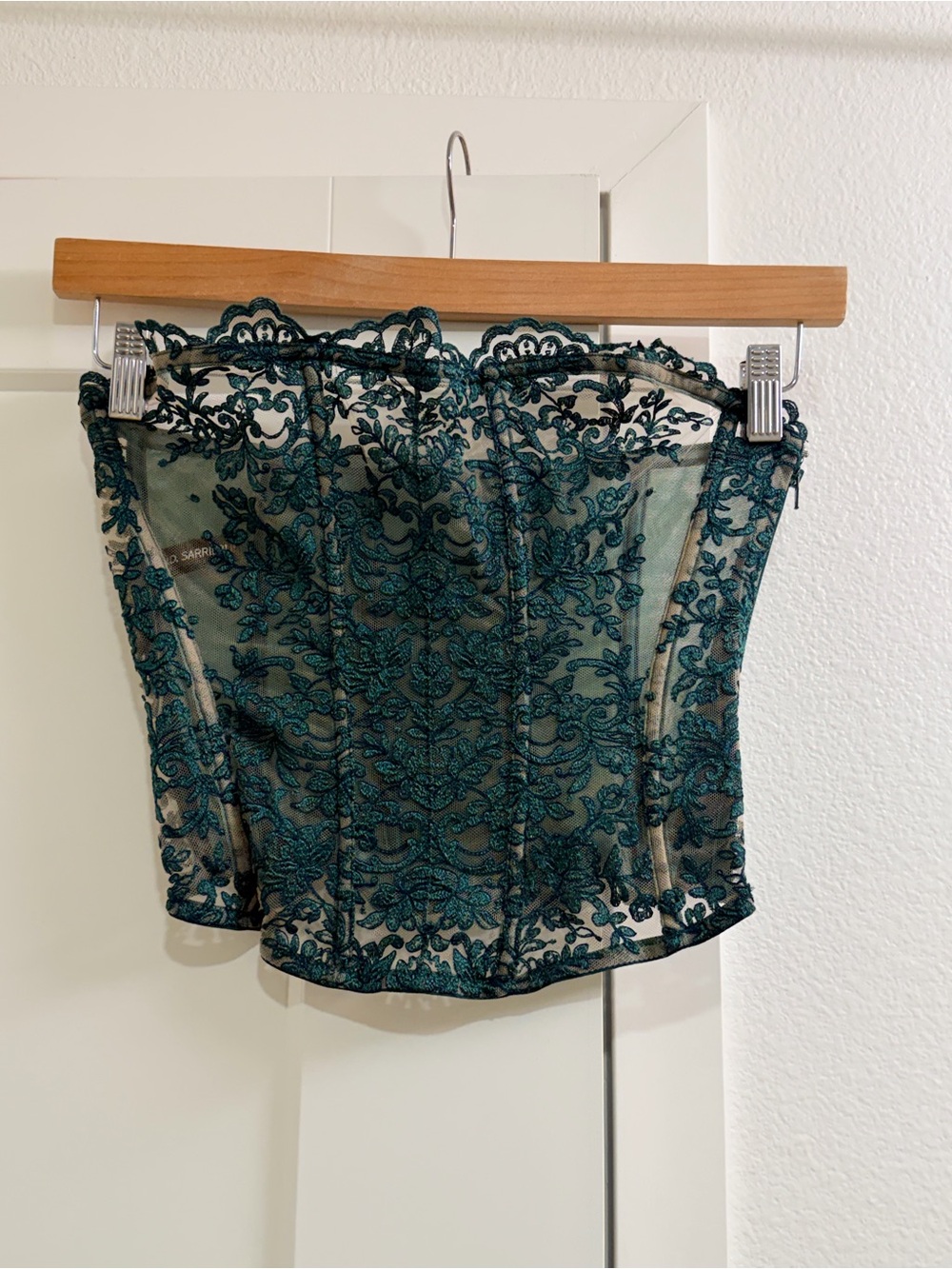 I.D. Sarrieri • intricate floral embroidery on sheer mesh corset